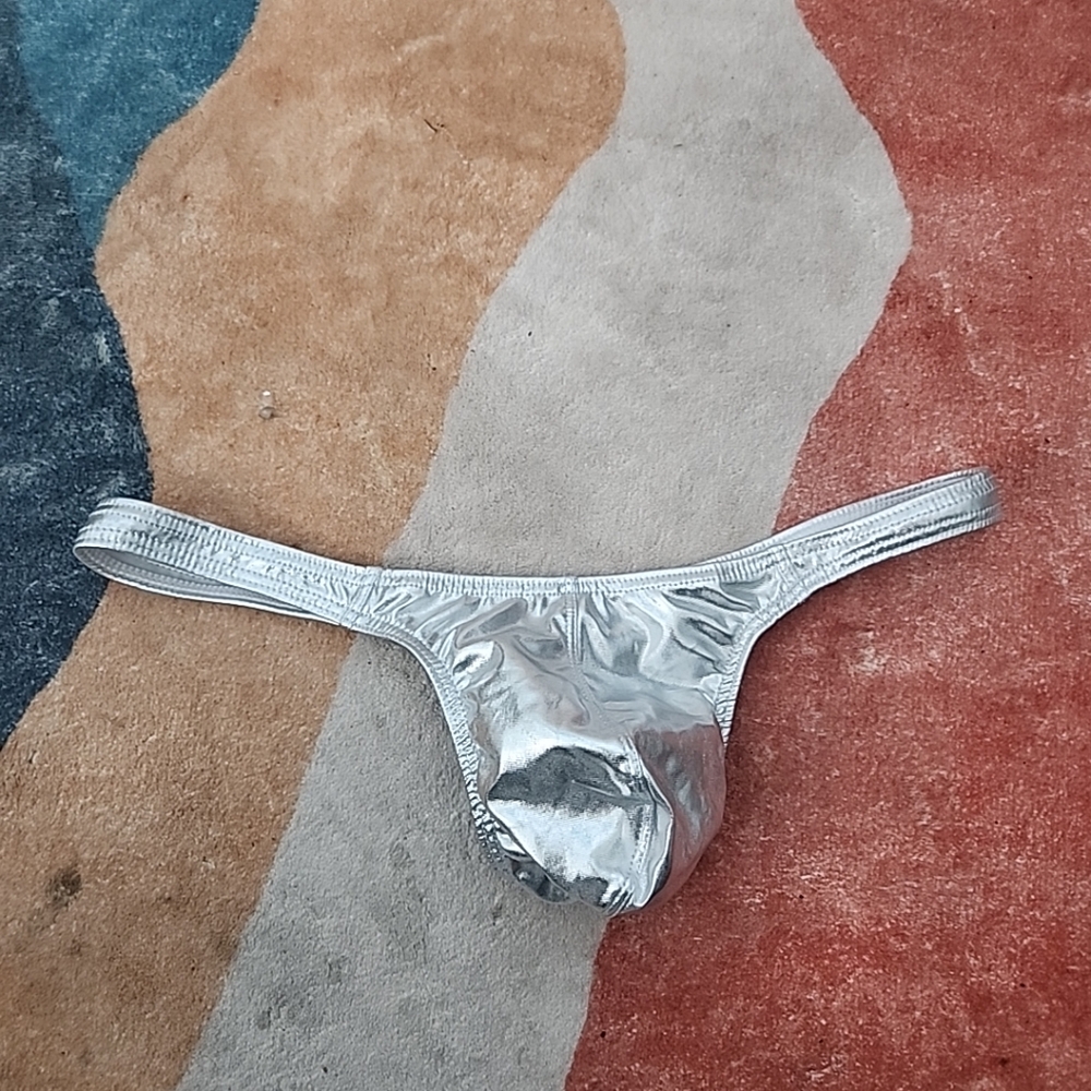 Mens Thong Underwear Gay Intrest Chrome Color  G-String Bulge Enhancing Pouch L